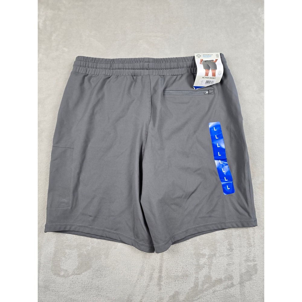 Mondetta Active Short Mens Large Gray Zipper Pockets Drawstring Athleisure